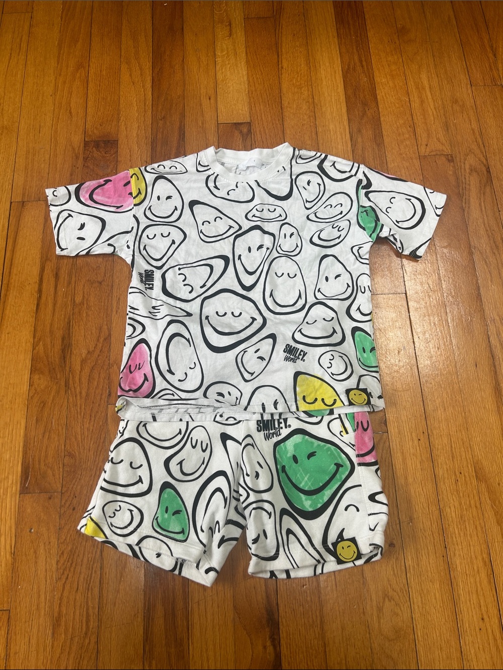 Zara White Kids smiley Matching Set